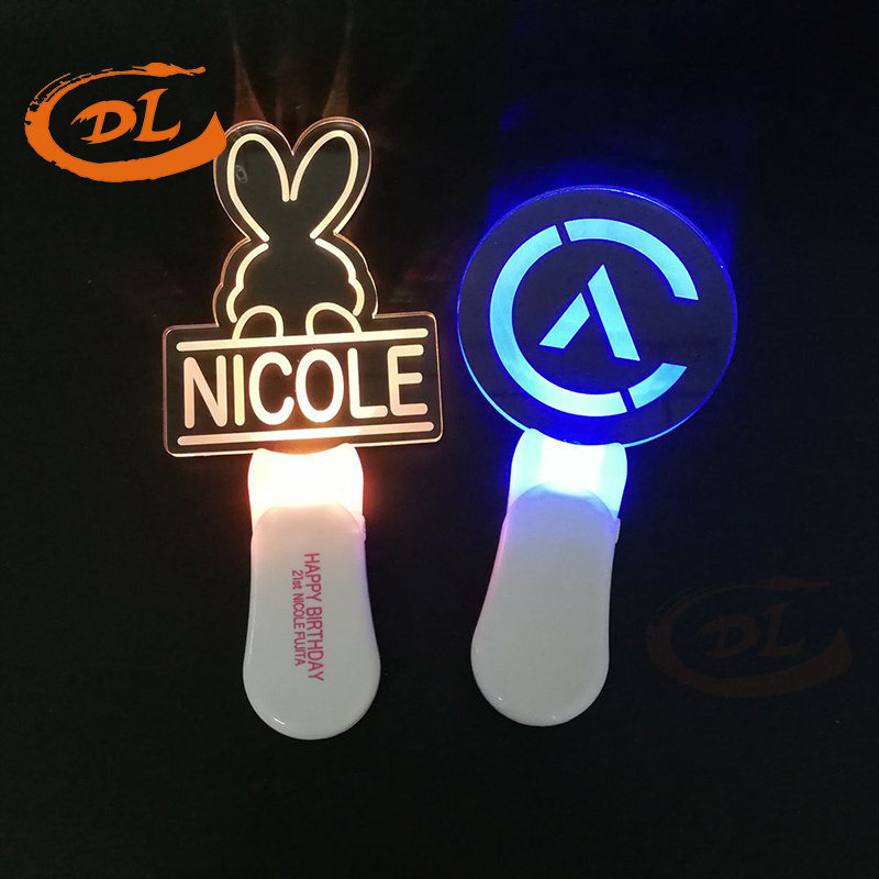 DLWY zhenzhen factory Colorful Light Up Flashing Custom Acrylic Light Stick With LED Light