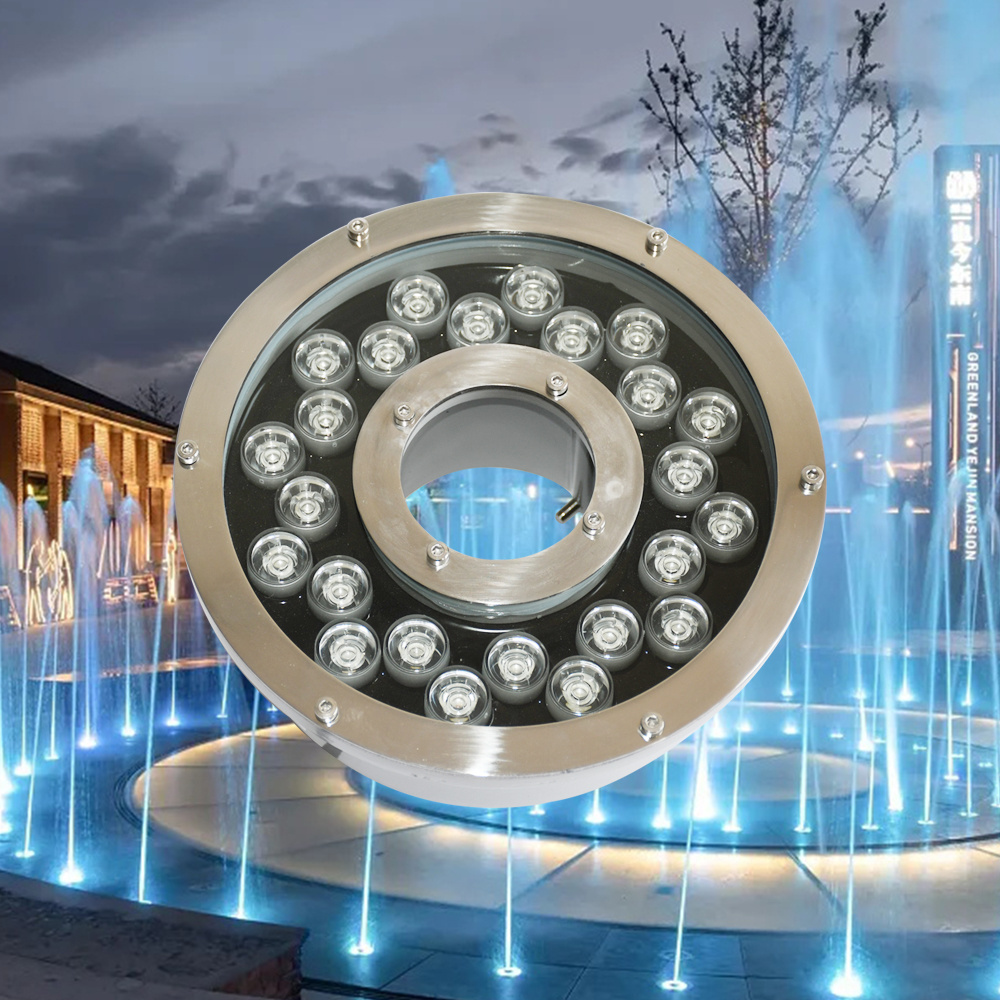 Color Changing Pool Pool Waterproof Ip68 Stainless Steel Nozzle Underwater Lighting Ring Led Fountain Light