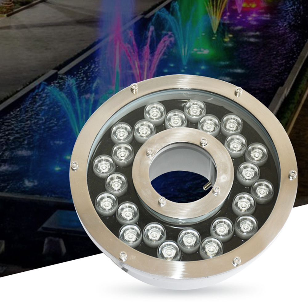 Color Changing Pool Pool Waterproof Ip68 Stainless Steel Nozzle Underwater Lighting Ring Led Fountain Light