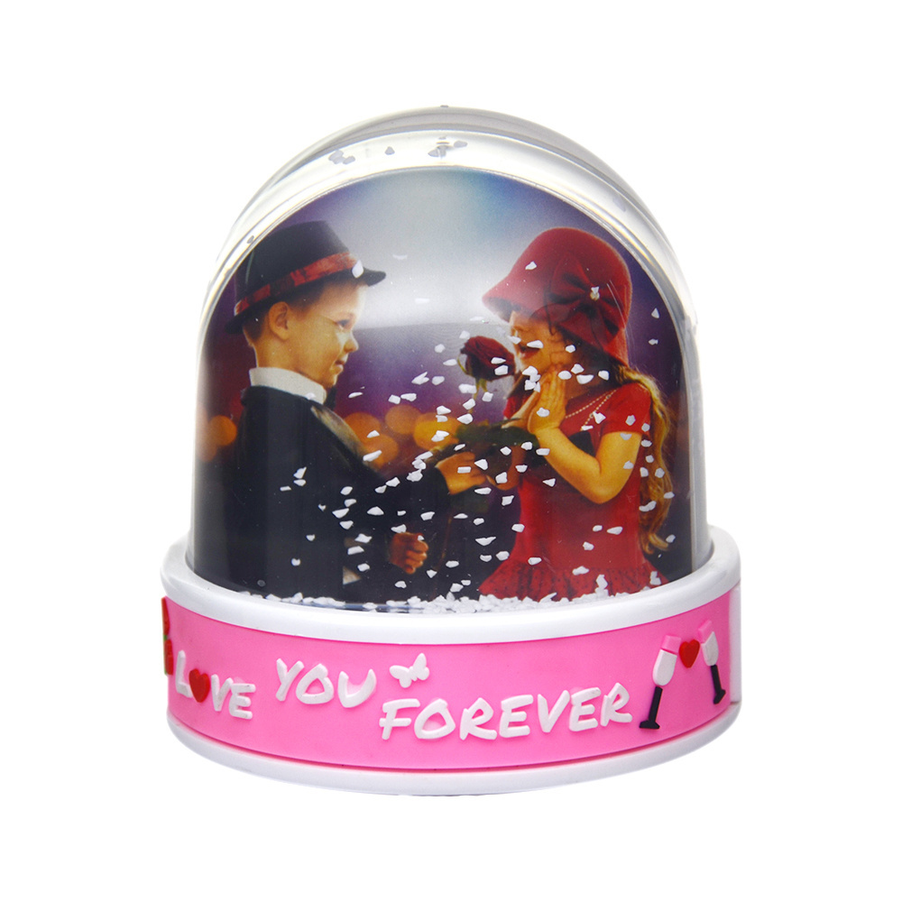 Sparkling Glitter Fits Two Photos High Quality Acrylic Dome Shaped Custom Snow Globe