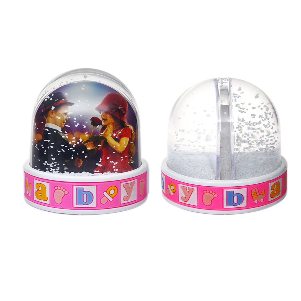 Sparkling Glitter Fits Two Photos High Quality Acrylic Dome Shaped Custom Snow Globe