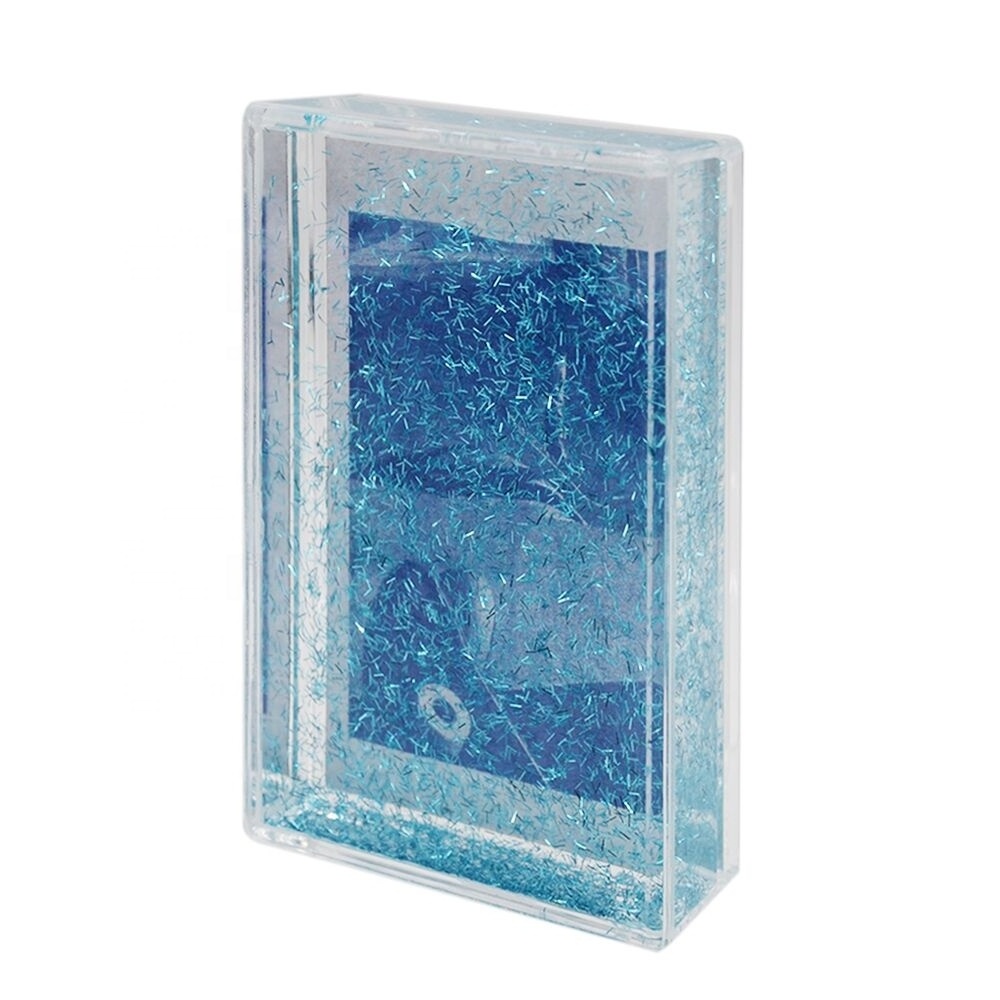 Clear 2X3 Inch Acrylic Camera Sequins Photo Frame with Liquid Snow Globe Mini Picture Frame