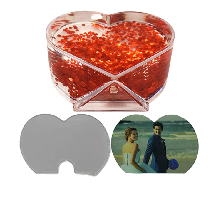 Heart Picture Frames Photo Frame Acrylic Mini Floating Glitter Love Picture Frame For Dicor