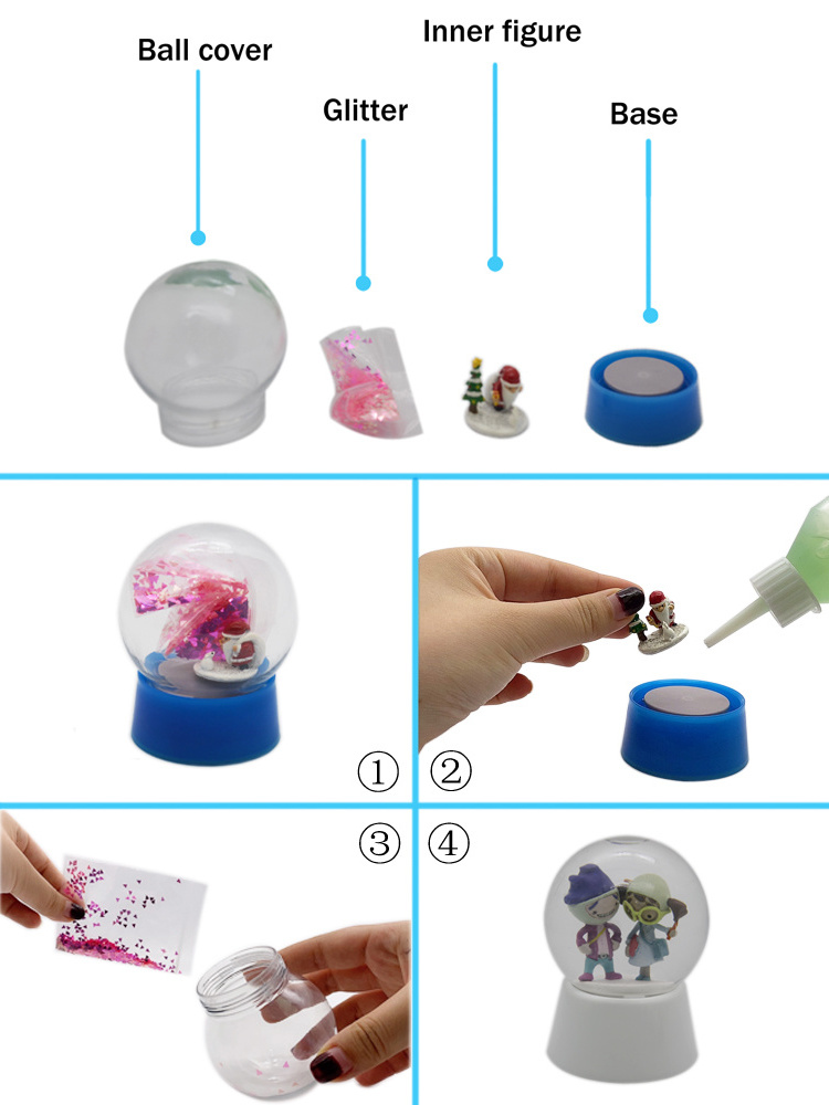 Diy Gift Plastic Empty Snow Globe With Color Base Children Plastic Diy Snow Globe