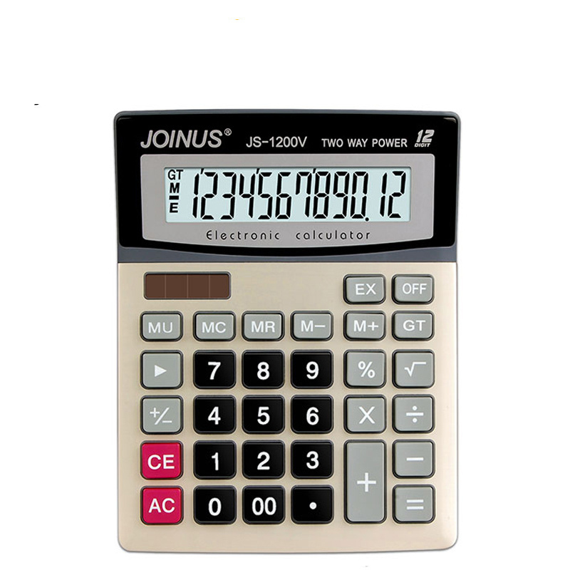 Wholesale Promotional Gift Joinus Desk Accessories Office Custom Logo Financial Dual Power 12 Digits Solar Electronic Calculator