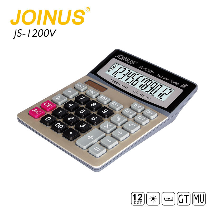 Wholesale Promotional Gift Joinus Desk Accessories Office Custom Logo Financial Dual Power 12 Digits Solar Electronic Calculator