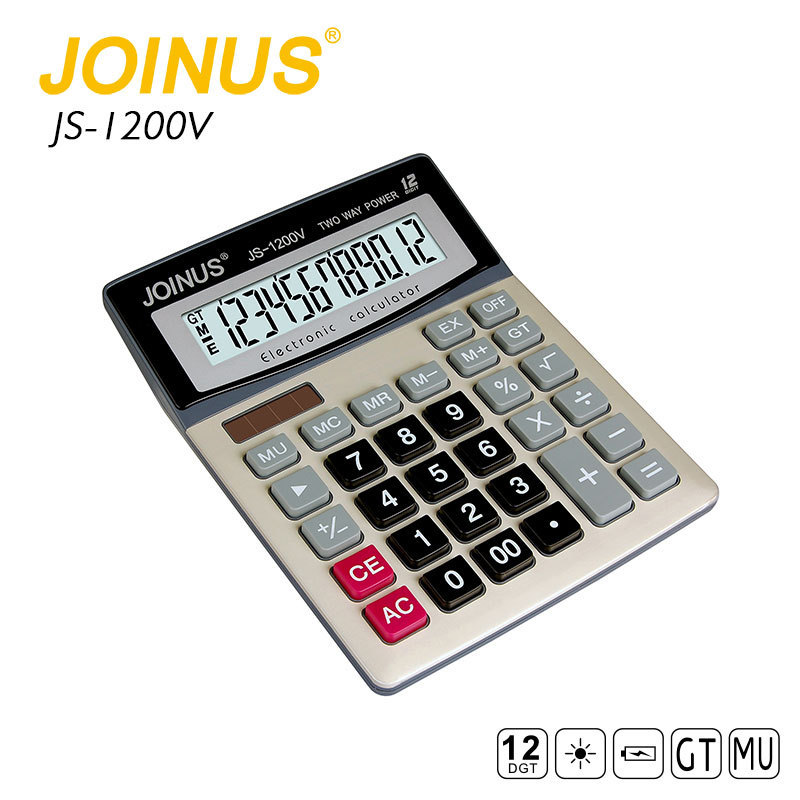 Wholesale Promotional Gift Joinus Desk Accessories Office Custom Logo Financial Dual Power 12 Digits Solar Electronic Calculator