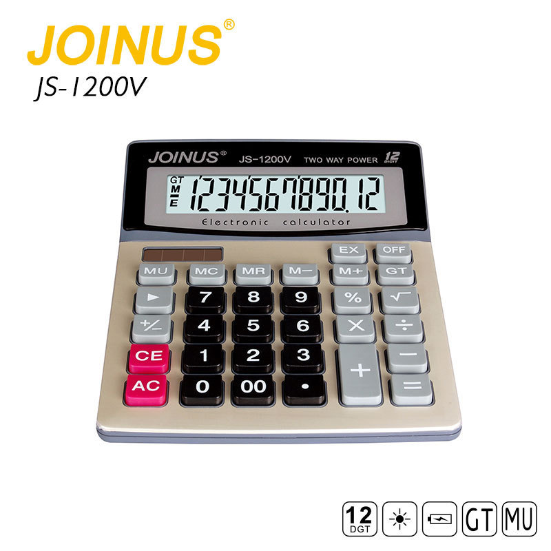 Wholesale Promotional Gift Joinus Desk Accessories Office Custom Logo Financial Dual Power 12 Digits Solar Electronic Calculator