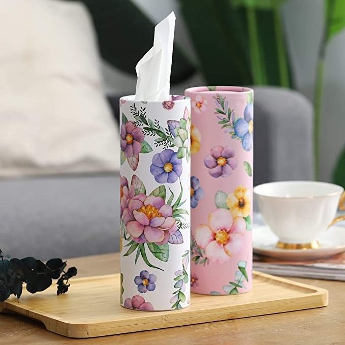 Promotional biodegradable gift cylinder withdrawable tissue wrapping paper can be customized paper roll craft cylinder packaging