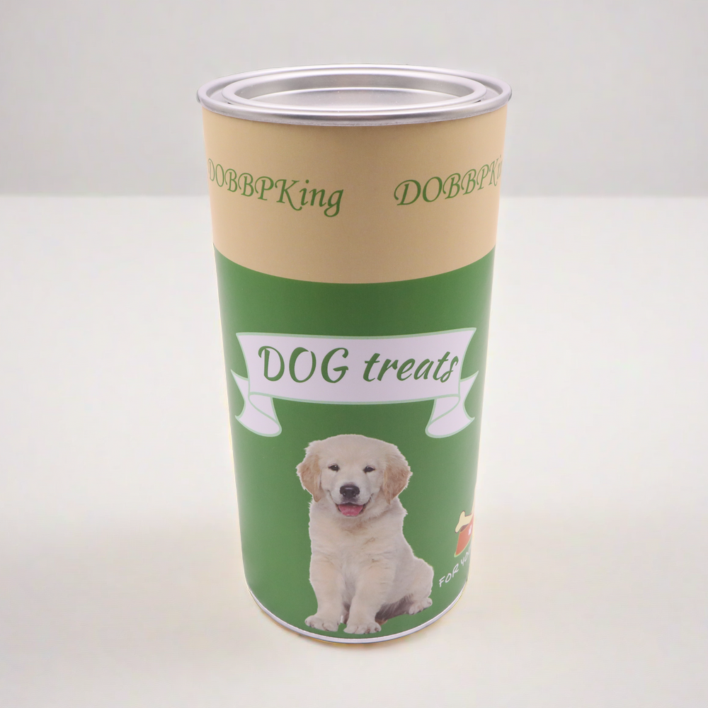 Empty Biodegradable Dog Snacks Paper Tubes Sealed Composite Kraft Tea Coffee Cylinder tube Packaging Canister With  Metal Lid