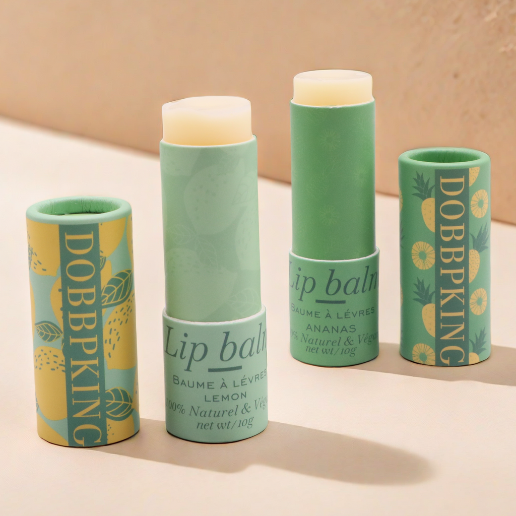 Biodegradable recycled miniature chapstick tubes wholesale custom lip balm paper round box canister