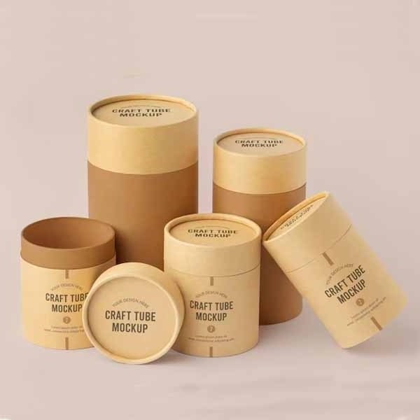 Hot Selling Biodegradable Craft Paper Box Gold Foil Round  Coffee Candy Cotton Candy Chocolate Container Packaging