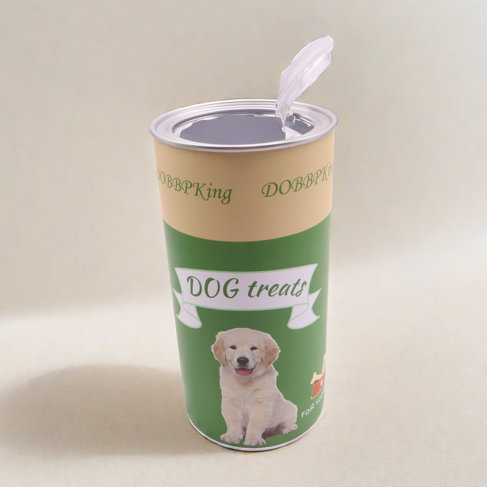 Empty Biodegradable Dog Snacks Paper Tubes Sealed Composite Kraft Tea Coffee Cylinder tube Packaging Canister With  Metal Lid