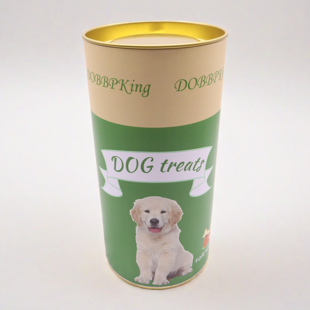 Empty Biodegradable Dog Snacks Paper Tubes Sealed Composite Kraft Tea Coffee Cylinder tube Packaging Canister With  Metal Lid