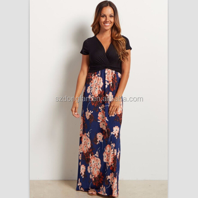 Floral Bottom Summer Maxi Dress Pregnancy Clothes Long Maternity Dress