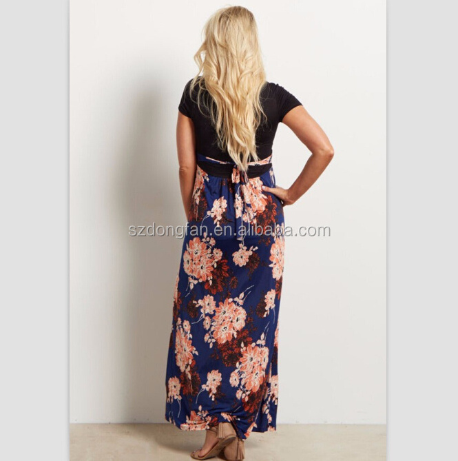 Floral Bottom Summer Maxi Dress Pregnancy Clothes Long Maternity Dress