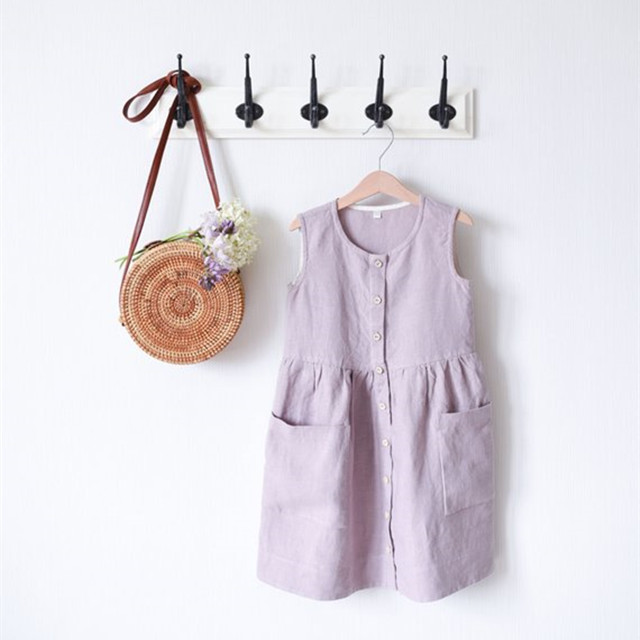 Linen sundress toddler dresses kids latest frock designs baby girl clothes