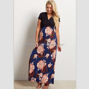 Floral Bottom Summer Maxi Dress Pregnancy Clothes Long Maternity Dress