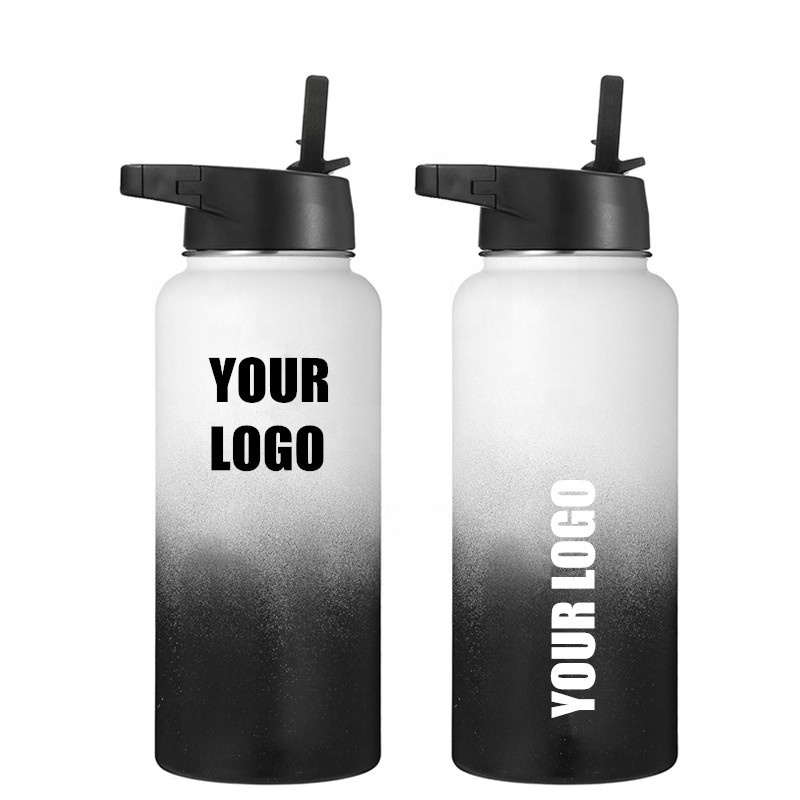 Thermos 64oz Stainless Steel Water Bottle with Wide Mouth and Straw Double Wall Insulated BPA Free for Sports Gym