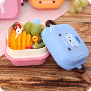 Durable Square Plastic Lunch Box Cute Cartoon Food Container for Kids Portable Bento Storage for Snacks