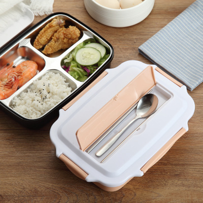 Leakproof Stainless Steel Lunch Box 3/4 Compartments Tray Bento For Kids School Metal Lunch Box Tiffin 304 Stainless Steel