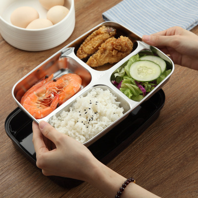 Leakproof Stainless Steel Lunch Box 3/4 Compartments Tray Bento For Kids School Metal Lunch Box Tiffin 304 Stainless Steel