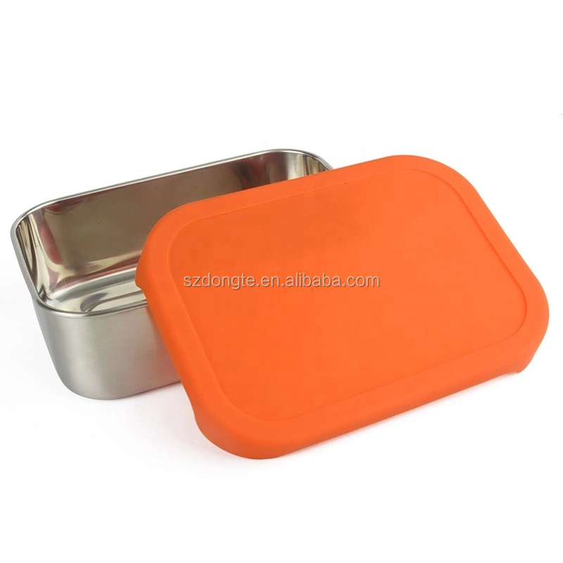 Stainless Steel Microwave Safe Bento Silicone Lid Lunch Box Leak Proof Rectangle Loncheras Escolares Insulated Stainless Steel