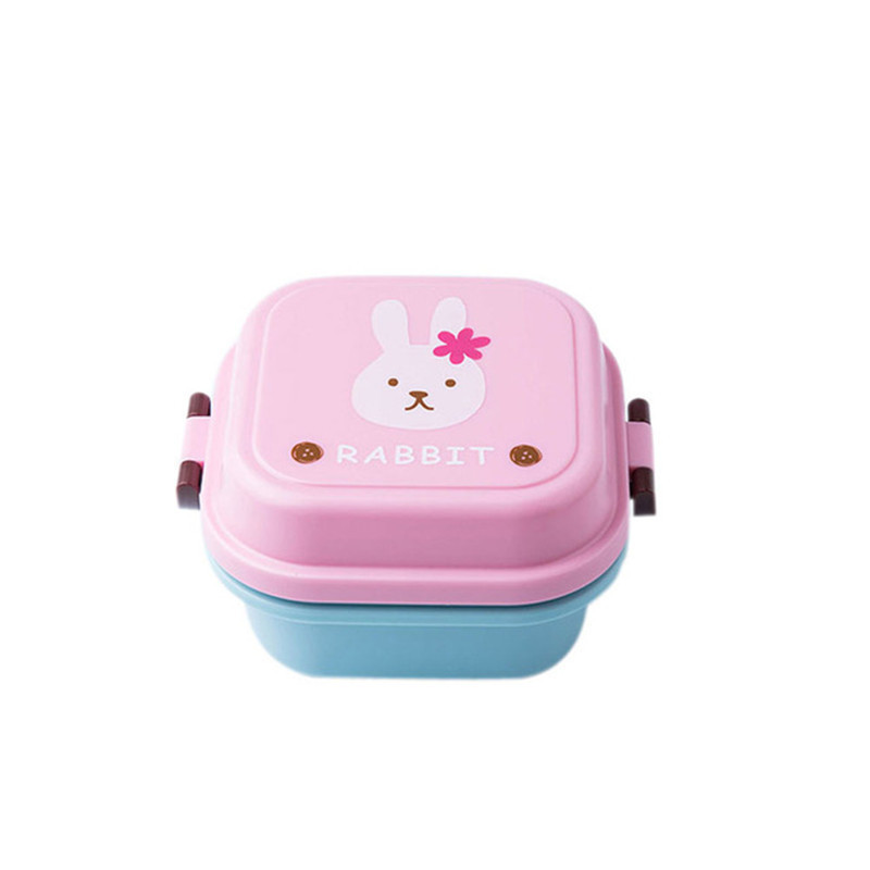 Durable Square Plastic Lunch Box Cute Cartoon Food Container for Kids Portable Bento Storage for Snacks