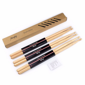 Custom Logo Hickory Wood Drumsticks with Nylon Tips 5A and 7A Sizes Maple Drum Sticks for Instruments Bag Included