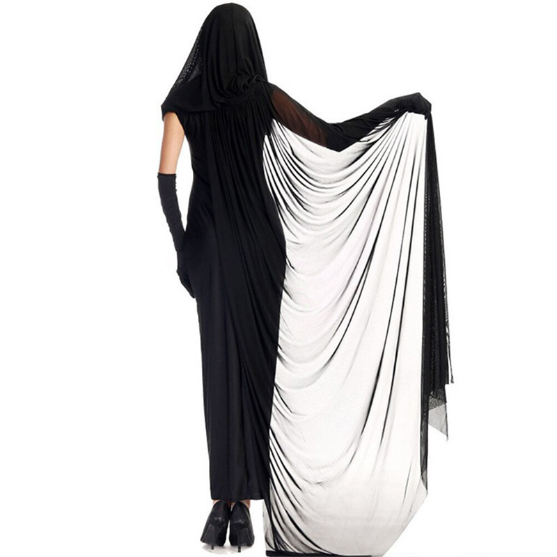 2021 Halloween Dress Cosplay Costume Women the phantom Bride Black Angel Witch Dress