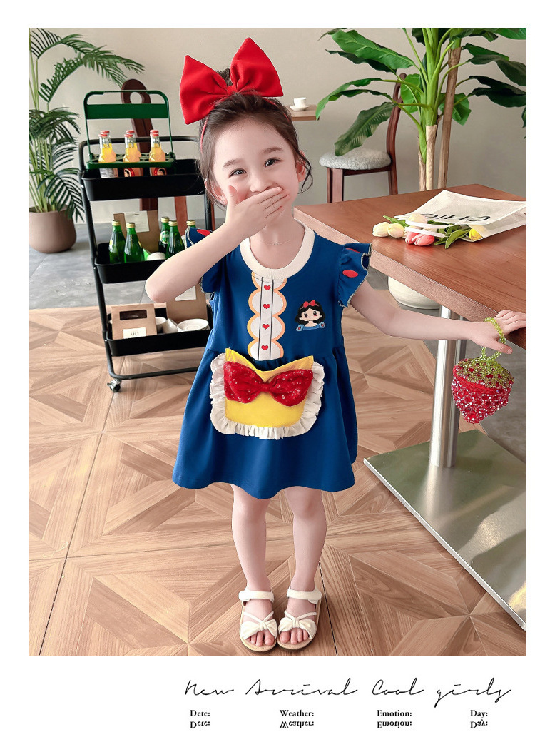 Summer  Snow White Cartoon Character Toddler Dresses Costume Short Sleeve Baby Girl Party   Birthday For Dress