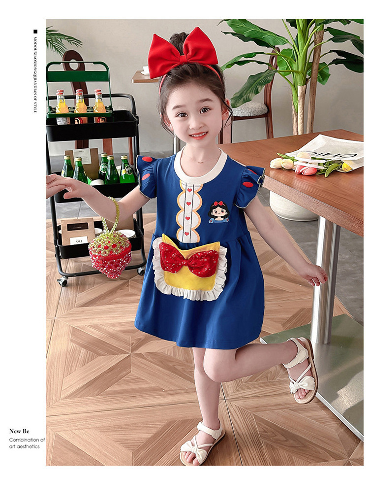 Summer  Snow White Cartoon Character Toddler Dresses Costume Short Sleeve Baby Girl Party   Birthday For Dress