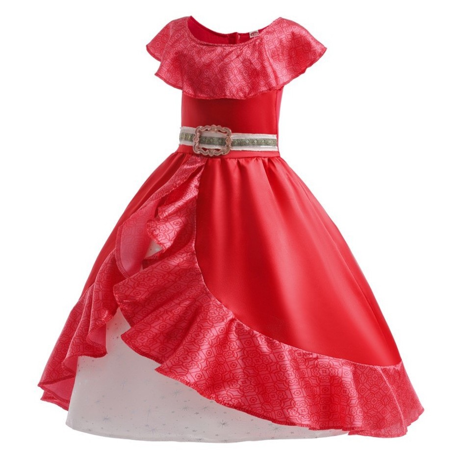 Little Girls Halloween Elena Princess Costume Kids Red Anime Cartoon Character Role Play Party Dress