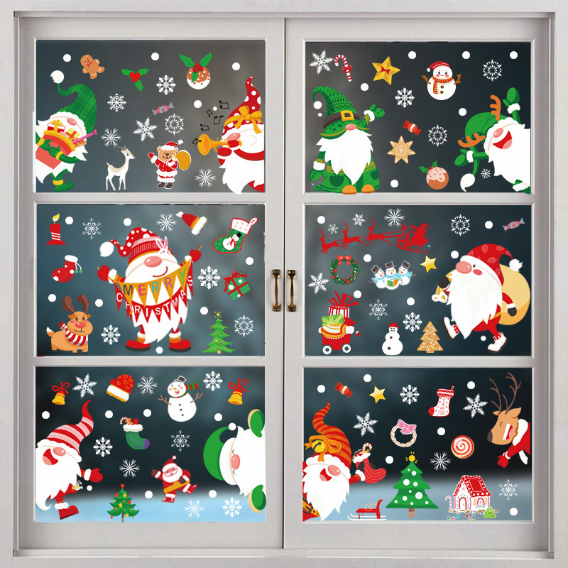 Customize Christmas Wall Sticker Snowman Snowflake Elk Xmas Tree Wall Decal Window Stickers