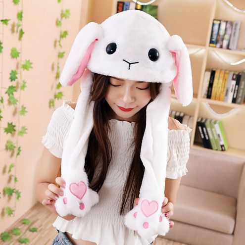 Factory price Plush Animal Ears Jumping up Hat Halloween Christmas Cosplay Novelty Party hat for Adult Women Kids Ear Moving Hat