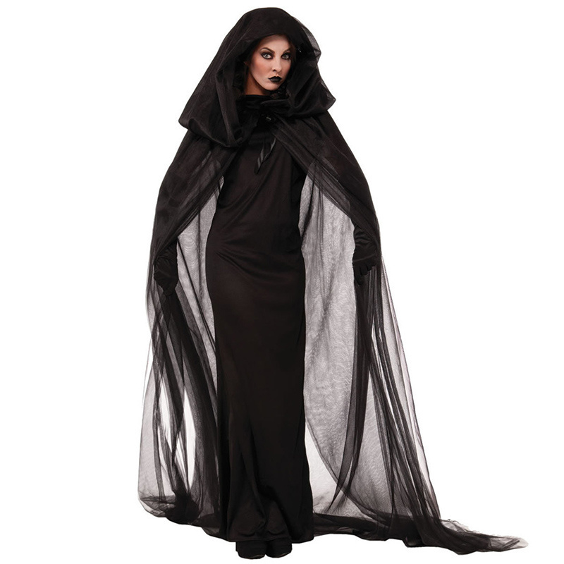 2021 Halloween Dress Cosplay Costume Women the phantom Bride Black Angel Witch Dress