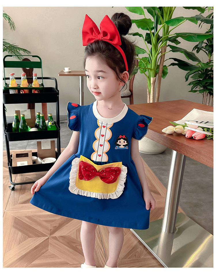 Summer  Snow White Cartoon Character Toddler Dresses Costume Short Sleeve Baby Girl Party   Birthday For Dress