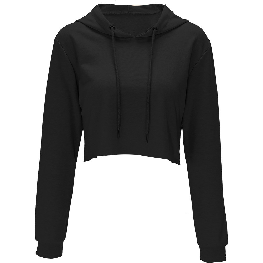 Wholesale Cotton Ladies Blank Gym Long Sleeve Tracksuit Crop Tops Women Jogger Sweatshirt Cropped Hoodie