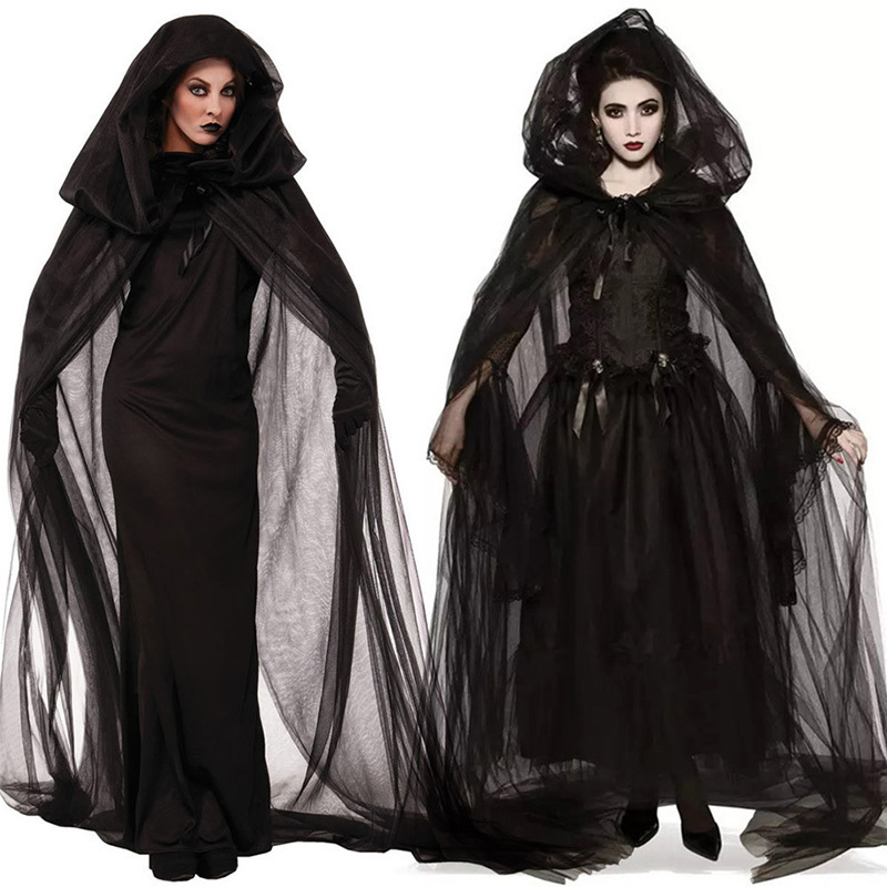 2021 Halloween Dress Cosplay Costume Women the phantom Bride Black Angel Witch Dress