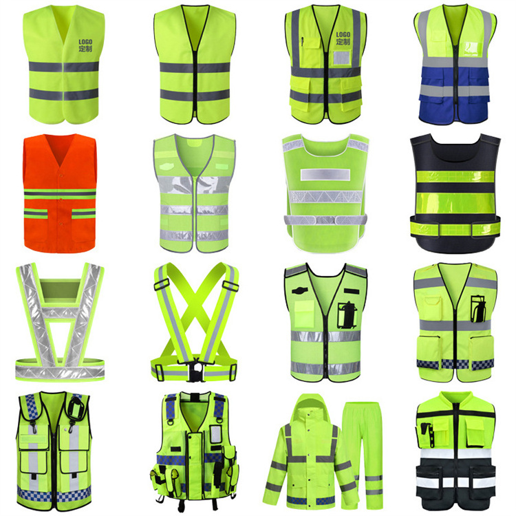 Custom logo High Visibility Reflective Safety vest workwear Reflective tape protective hivis vest