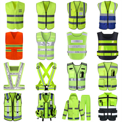 Custom logo High Visibility Reflective Safety vest workwear Reflective tape protective hivis vest