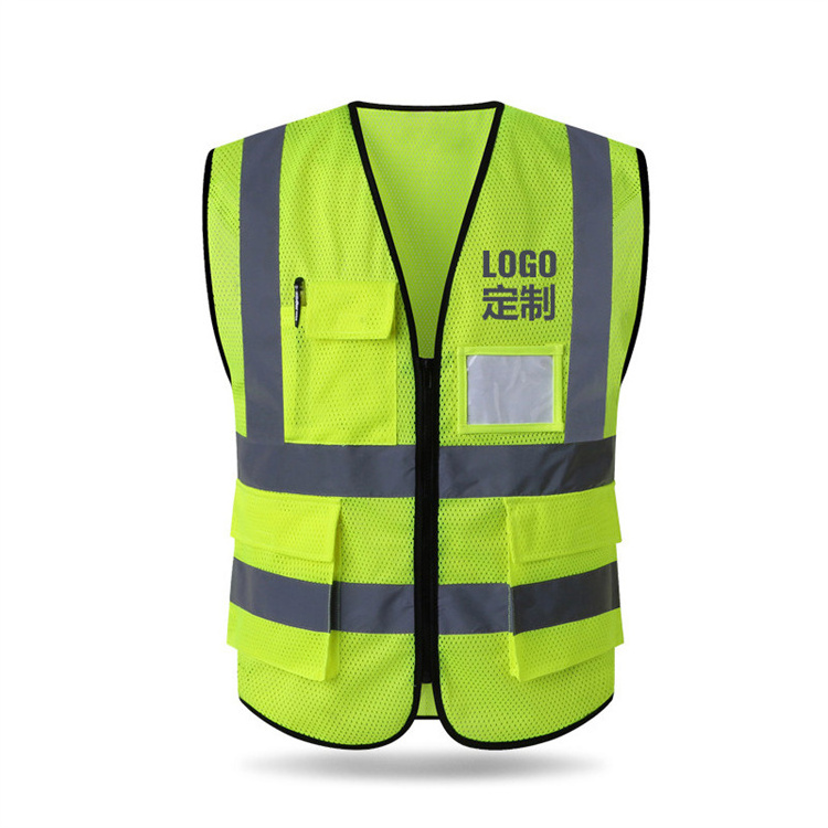 Custom logo High Visibility Reflective Safety vest workwear Reflective tape protective hivis vest