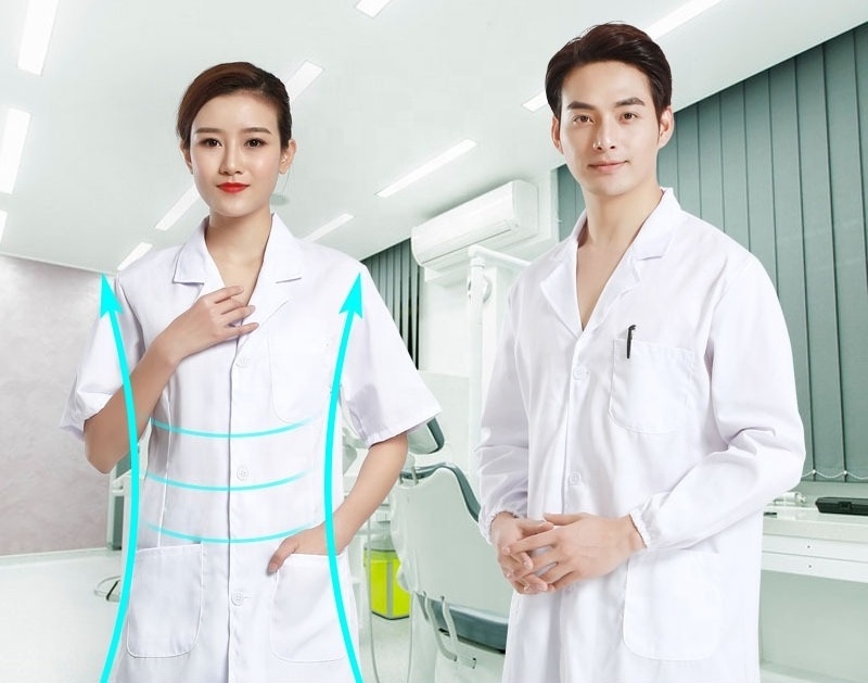 White uniform men women beauty salon doctors nurses pharmacy lab coats long short sleeve white gown overall