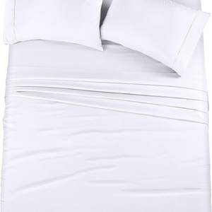 Custom US Twin Size 100% polyester microfiber bedding 3 PCS sheets sets hotel and home cotton feeling white sheets sets