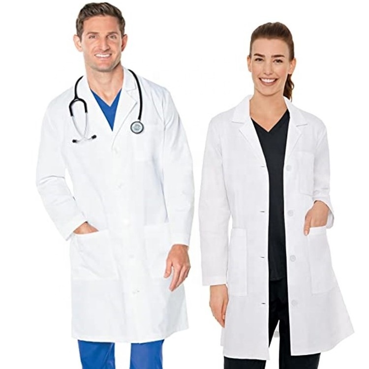 White uniform men women beauty salon doctors nurses pharmacy lab coats long short sleeve white gown overall