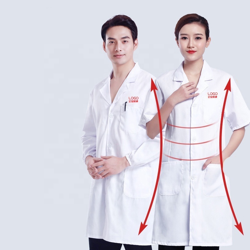 White uniform men women beauty salon doctors nurses pharmacy lab coats long short sleeve white gown overall