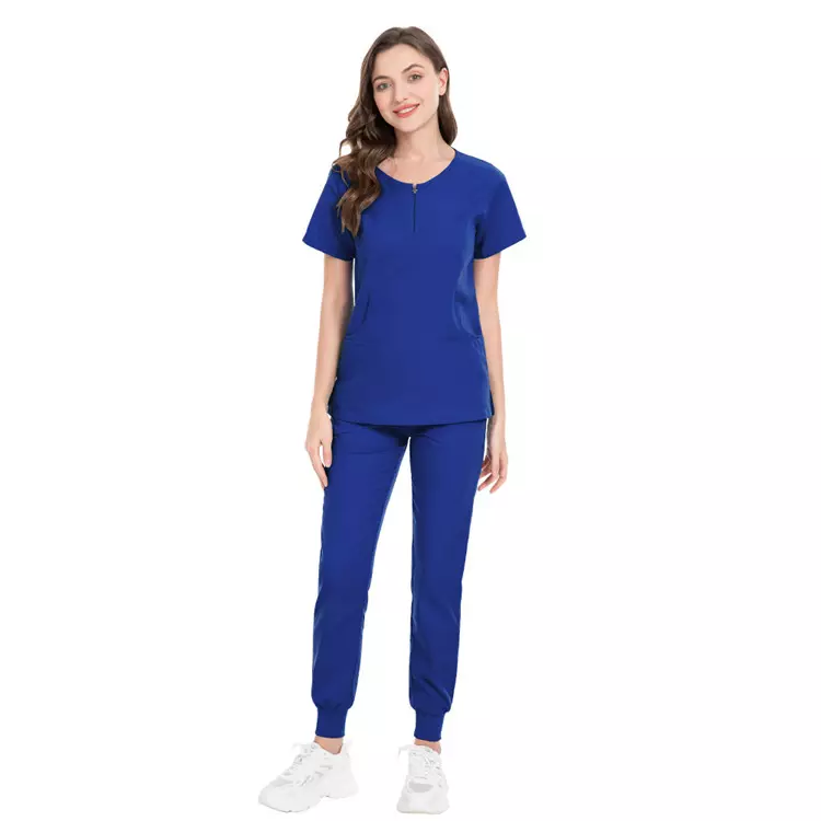 Custom logo elastic women hospital uniforms scrubs sets men women medical lab coats nurse scrubs sets top pants