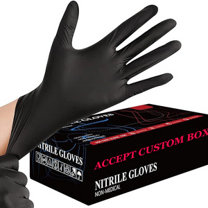 Black blue 100% nitrile gloves 9 inches barber tattoo shop beauty pink glove custom box latex free black nitrile gloves