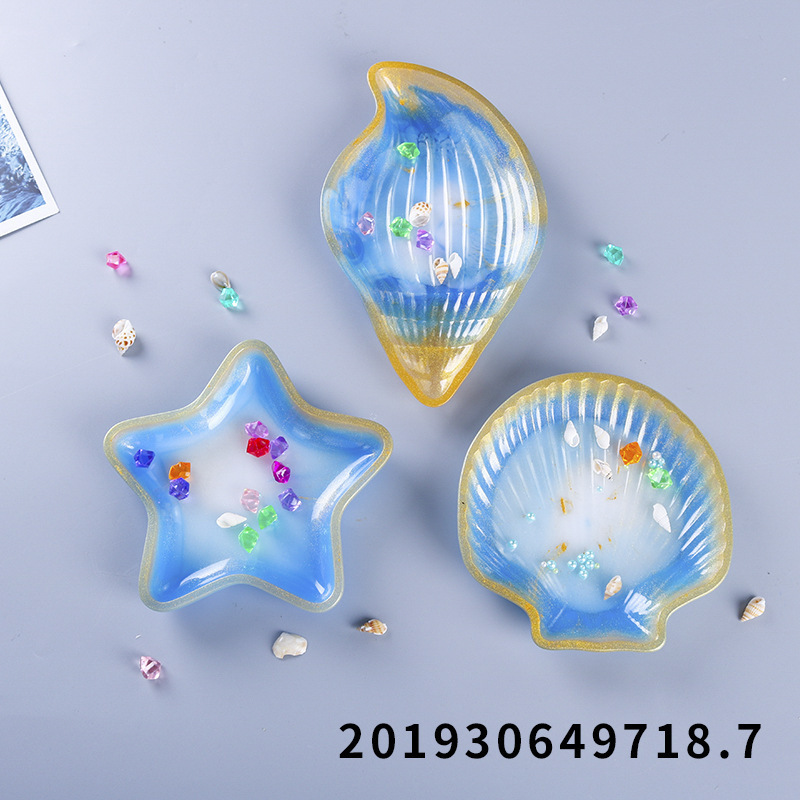 Epoxy Resin Silicone Food Grade Mold DIY Glue Type Sea Star Conch Shell Storage Box Resin Molds