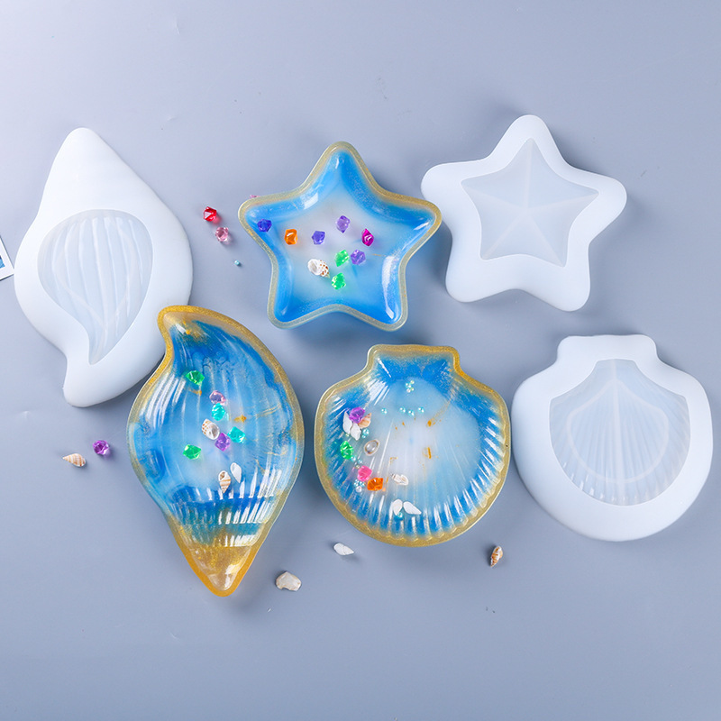 Epoxy Resin Silicone Food Grade Mold DIY Glue Type Sea Star Conch Shell Storage Box Resin Molds